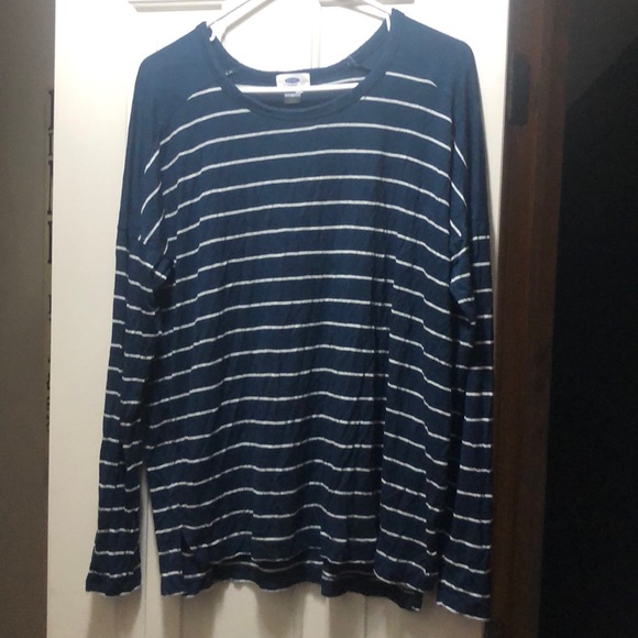 Blue Old Navy Long Sleeve with White Striped - Picture 2 of 4